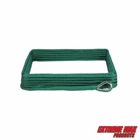 EXTREME MAX Extreme Max 3006.2645 BoatTector Solid Braid MFP Anchor Line w Thimble-3/8" x 100', Forest Green 3006.2645